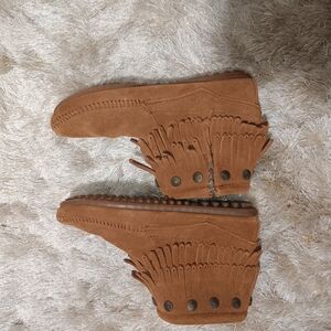 Brown Suede Fringe Ankle Boots
